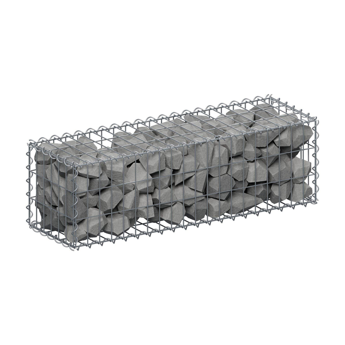 Gabião 100 cm x 30 cm x 30 cm (C x A x P), malhagem 5 cm x 10 cm, espiral