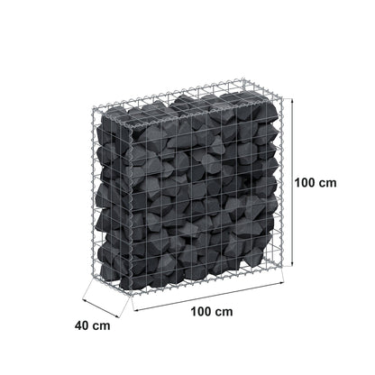 Gabione 100 cm x 100 cm x 40 cm (L x H x T), Maschenweite 10 cm x 10 cm, Spirale