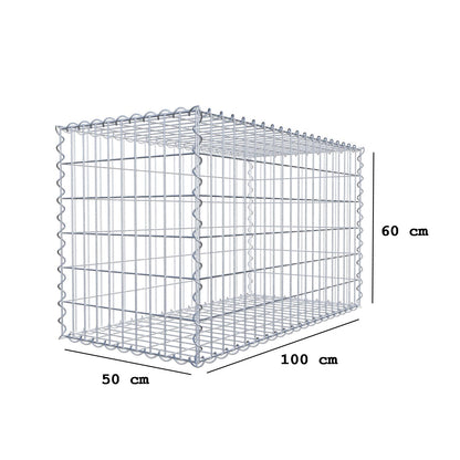 Gabbione 100 cm x 60 cm x 50 cm (L x H x P), maglia 5 cm x 10 cm, spirale