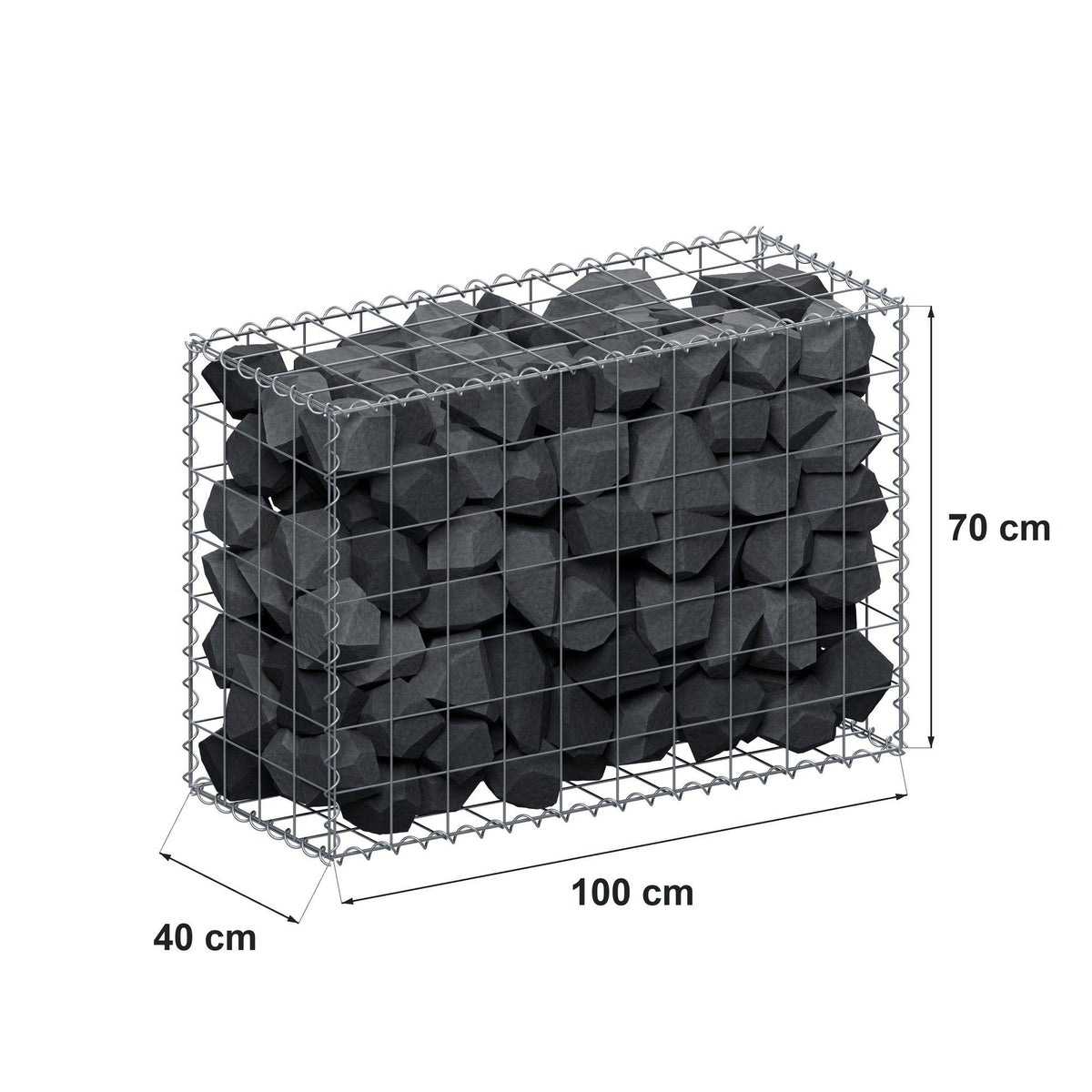 Gabion 100 cm x 70 cm x 40 cm (L x H x D), maskstorlek 10 cm x 10 cm, spiral