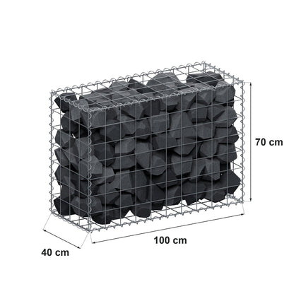 Gabion 100 cm x 70 cm x 40 cm (L x H x D), maskstorlek 10 cm x 10 cm, spiral