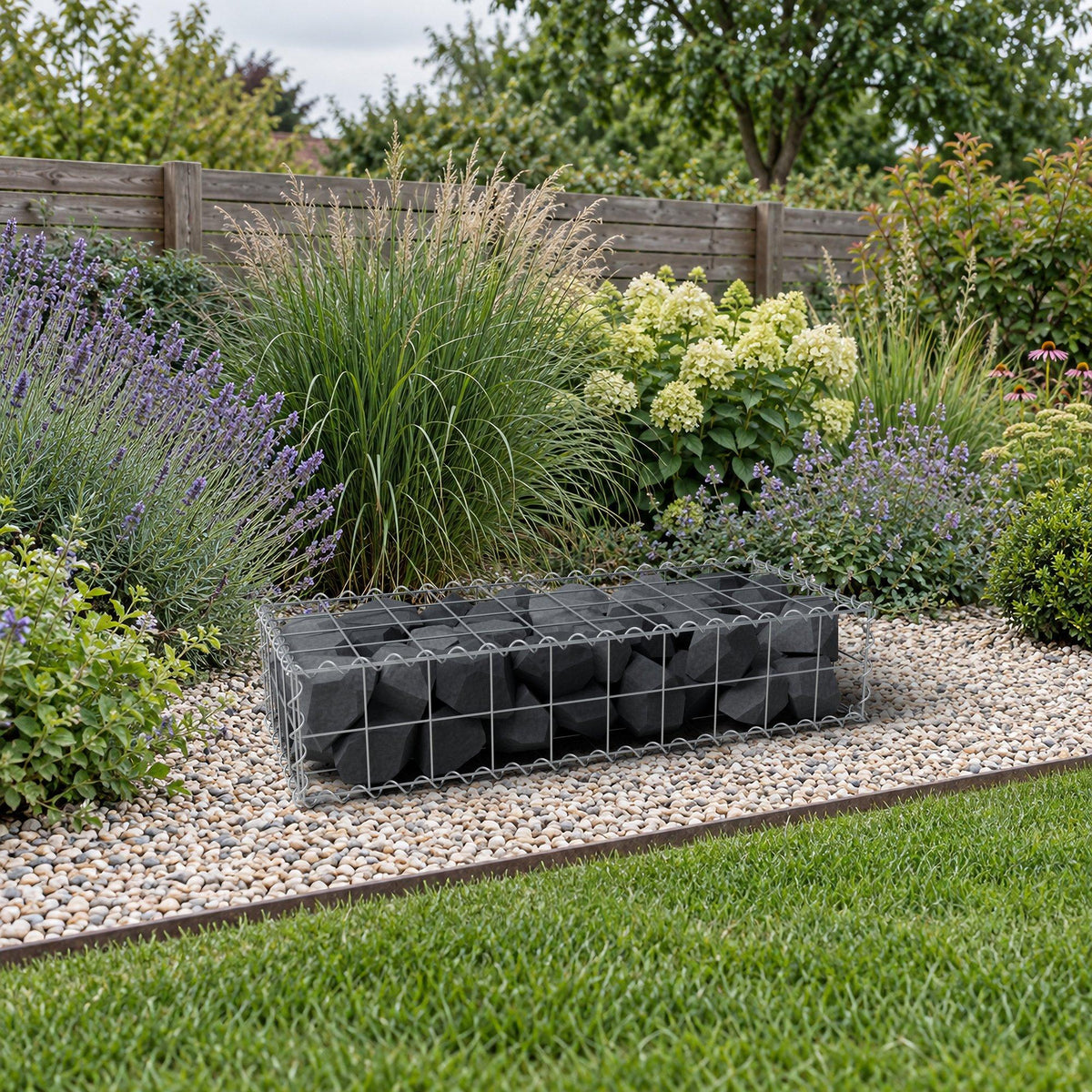 Gabione 100 cm x 20 cm x 40 cm (L x H x T), Maschenweite 10 cm x 10 cm, Spirale
