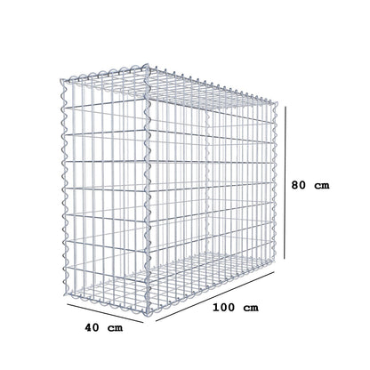Schanskorf 100 cm x 80 cm x 40 cm (L x H x D), maaswijdte 5 cm x 10 cm, spiraalvormig