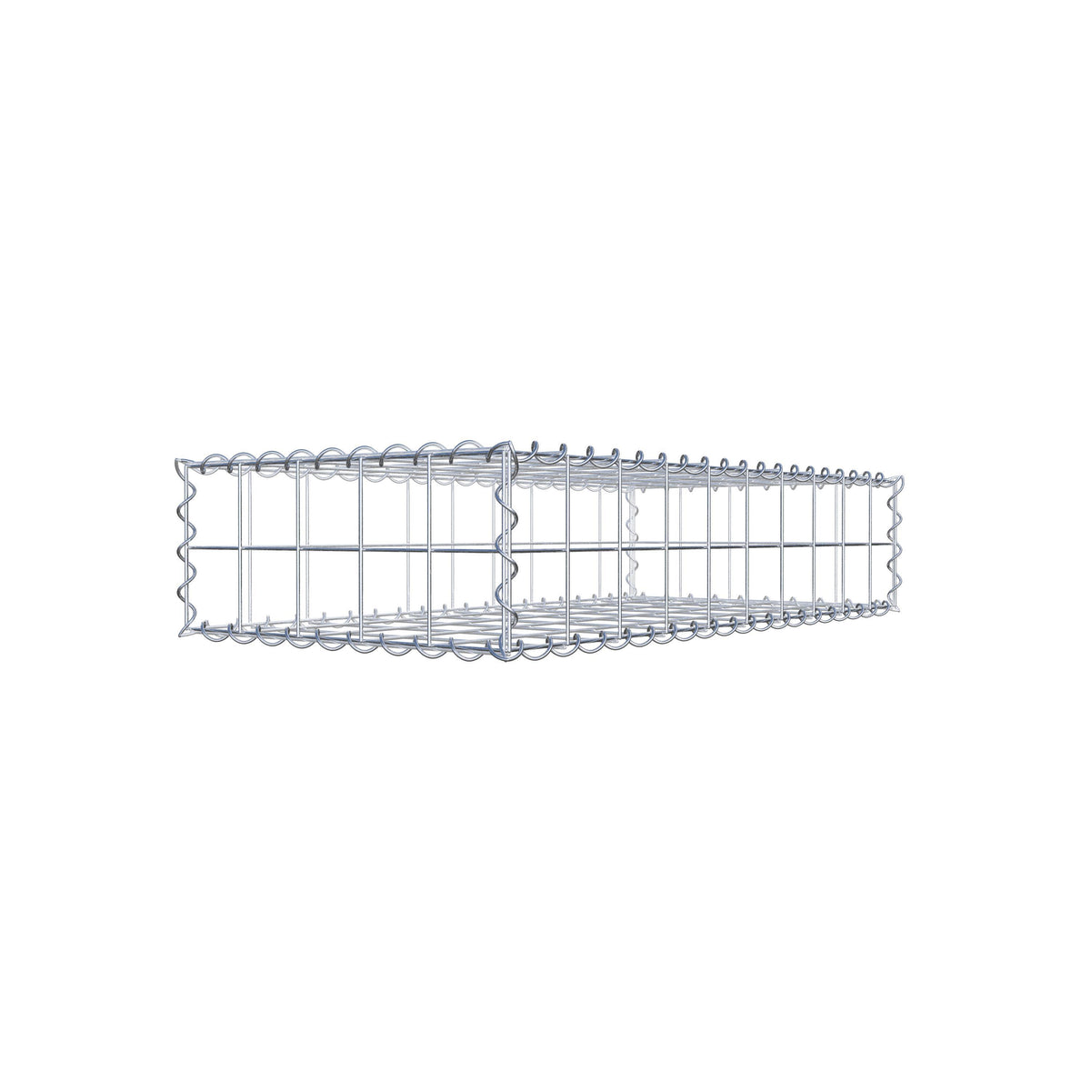 Schanskorf 100 cm x 20 cm x 50 cm (L x H x D), maaswijdte 10 cm x 10 cm, spiraalvormig