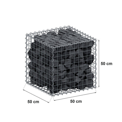 Gabion 50 cm x 50 cm x 50 cm (L x H x P), mailles 5 cm x 5 cm, spirale