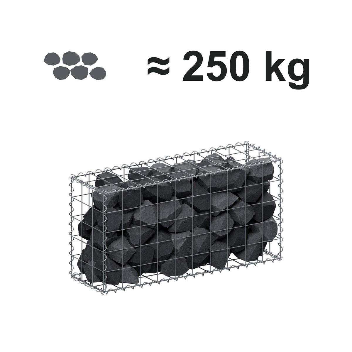Gabione 100 cm x 50 cm x 30 cm (L x H x T), Maschenweite 10 cm x 10 cm, Spirale