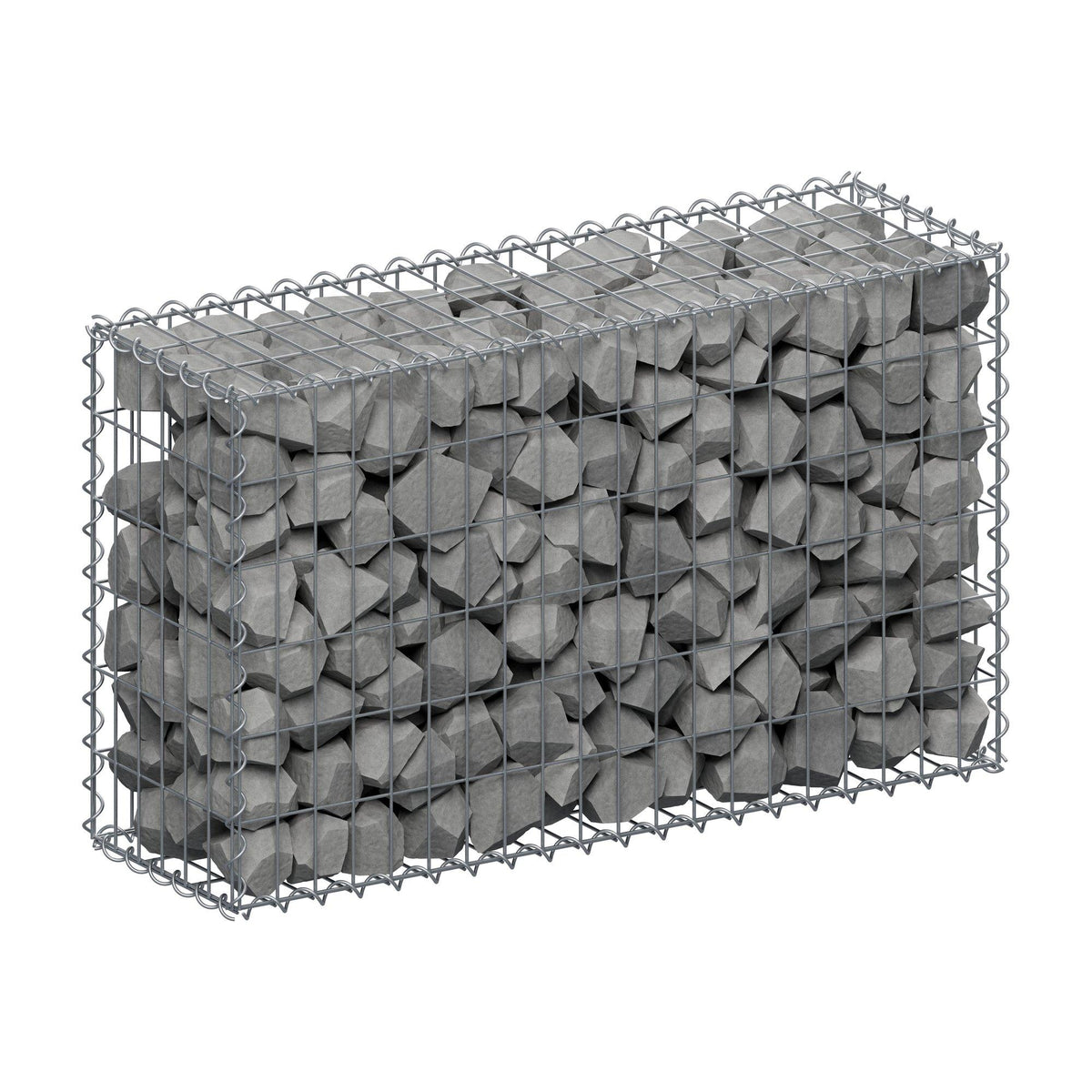 Gabião 100 cm x 60 cm x 30 cm (C x A x P), malhagem 5 cm x 10 cm, espiral