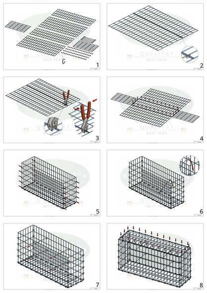 Gabion 80 cm x 40 cm x 30 cm (L x H x P), mailles 5 cm x 10 cm, anneau en C