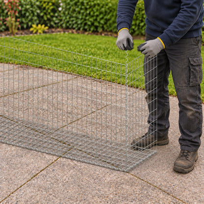 Gabion 200 cm x 100 cm x 50 cm (L x H x D), maskestørrelse 5 cm x 10 cm, spiral