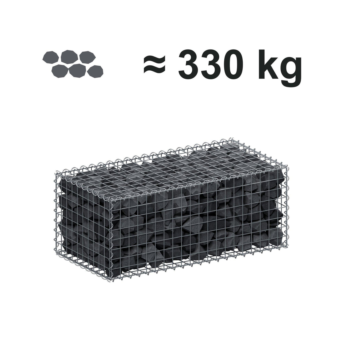 Gabion 100 cm x 40 cm x 50 cm (L x H x D), maskestørrelse 5 cm x 5 cm, spiral