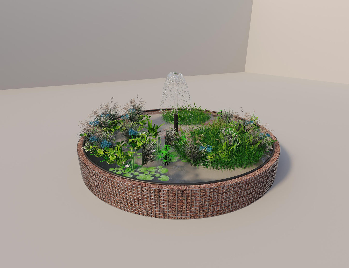 Gabion raised pond round, outer diameter 412 cm, height 50 cm, mesh size 5 x 5 cm, wall thickness 15 cm