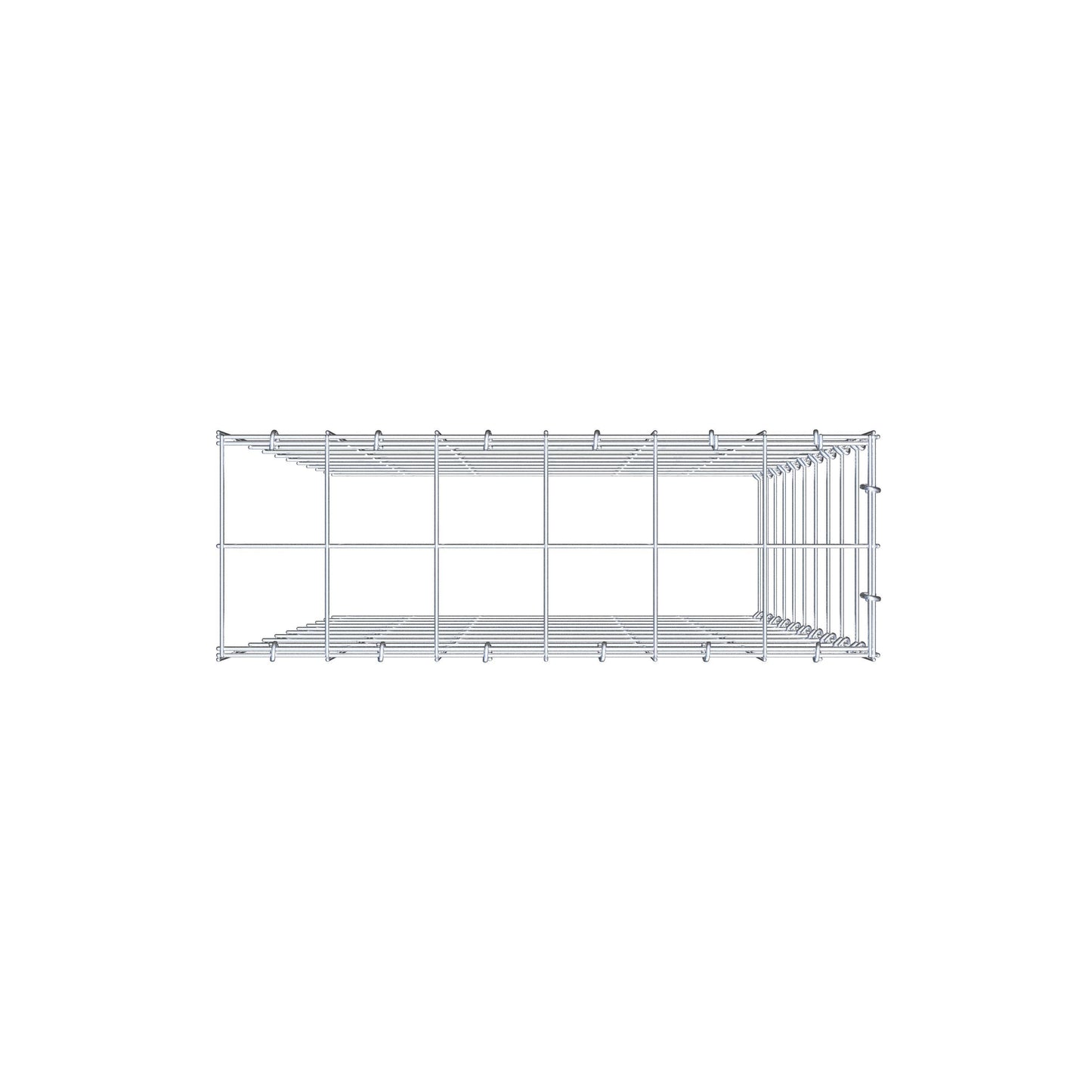 Typ 4 påbyggnadsgabion 100 cm x 60 cm x 20 cm (L x H x D), maskstorlek 10 cm x 10 cm, C-ring