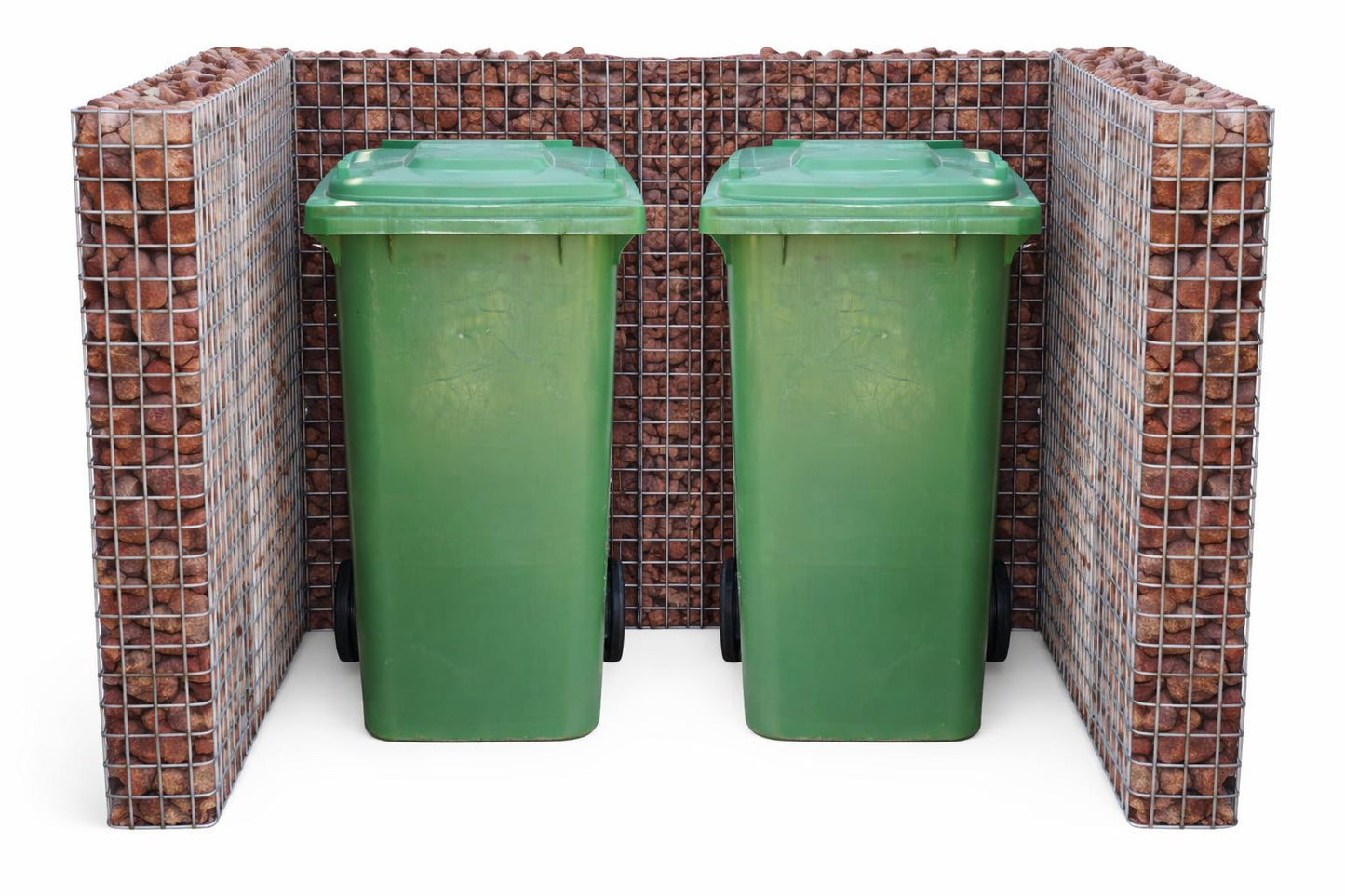 Gabionen Mülltonnenbox für 2 Tonnen  60120 l, 115 cm Höhe