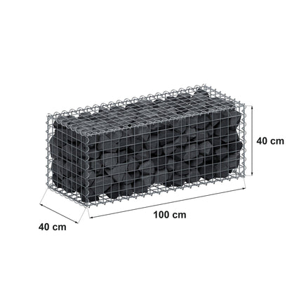 Gabbione 100 cm x 40 cm x 40 cm (L x H x P), maglia 5 cm x 5 cm, spirale