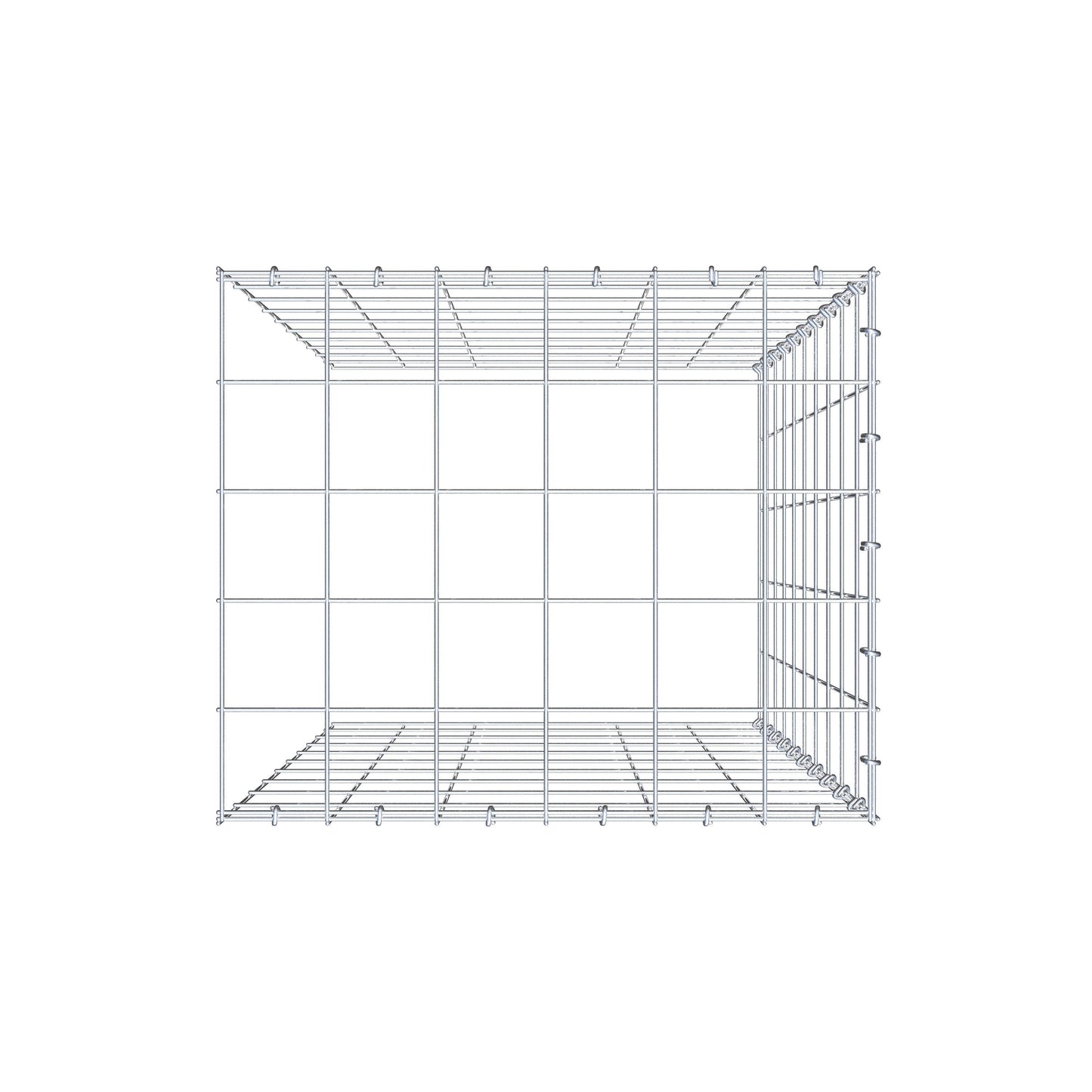 Monteret gabion type 4 100 cm x 60 cm x 50 cm (L x H x D), maskestørrelse 10 cm x 10 cm, C-ring