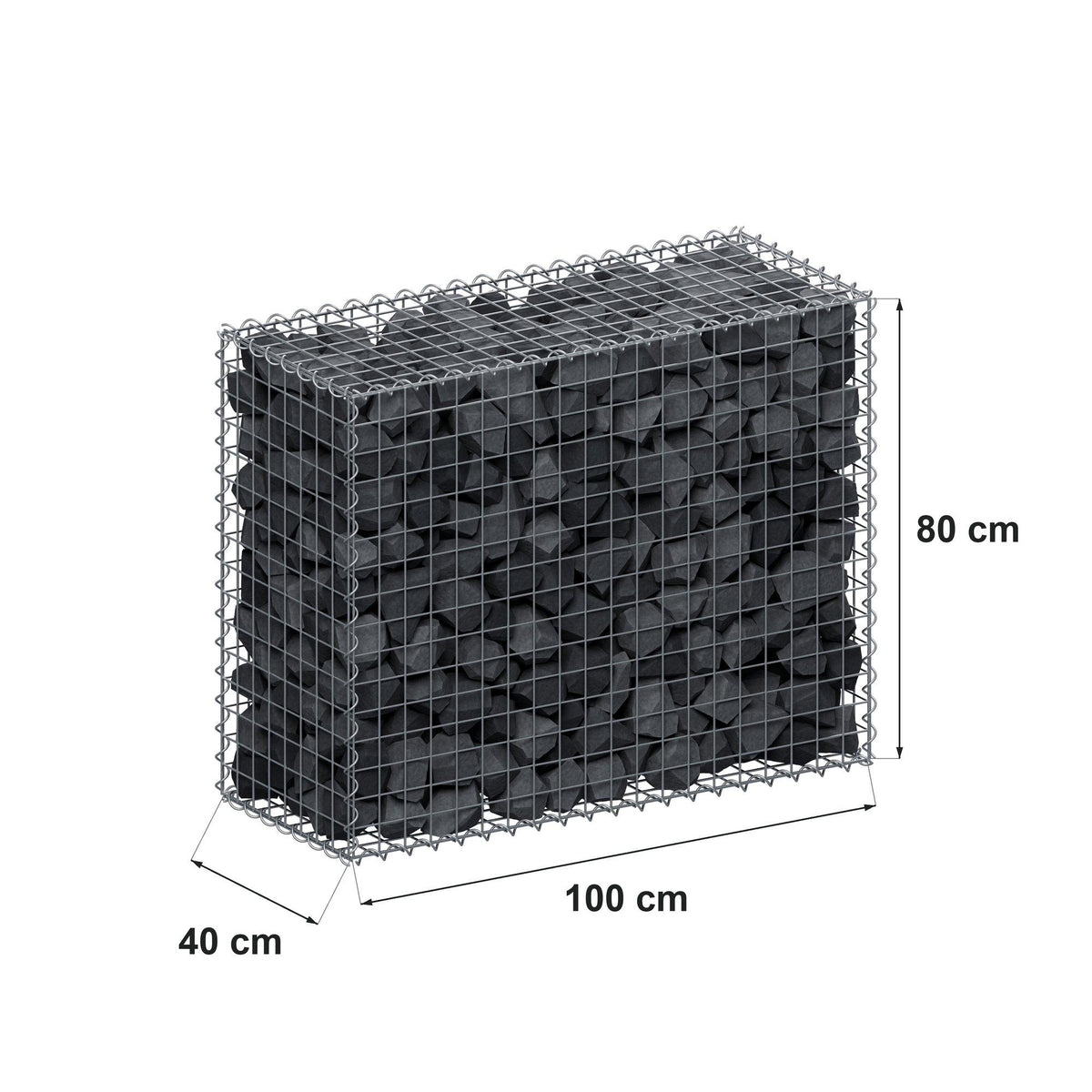 Gabion 100 cm x 80 cm x 40 cm (L x H x P), mailles 5 cm x 5 cm, spirale