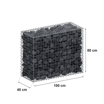 Gabion 100 cm x 80 cm x 40 cm (L x H x P), mailles 5 cm x 5 cm, spirale