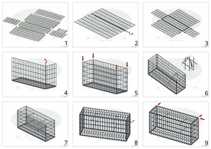 Gabion 100 cm x 70 cm x 30 cm (L x H x P), mailles 5 cm x 10 cm, spirale