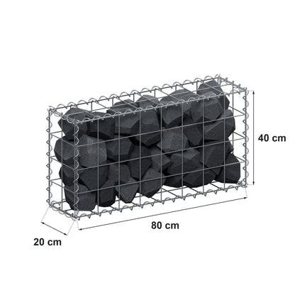 Gabbione 80 cm x 40 cm x 20 cm (L x H x P), maglia 10 cm x 10 cm, spirale