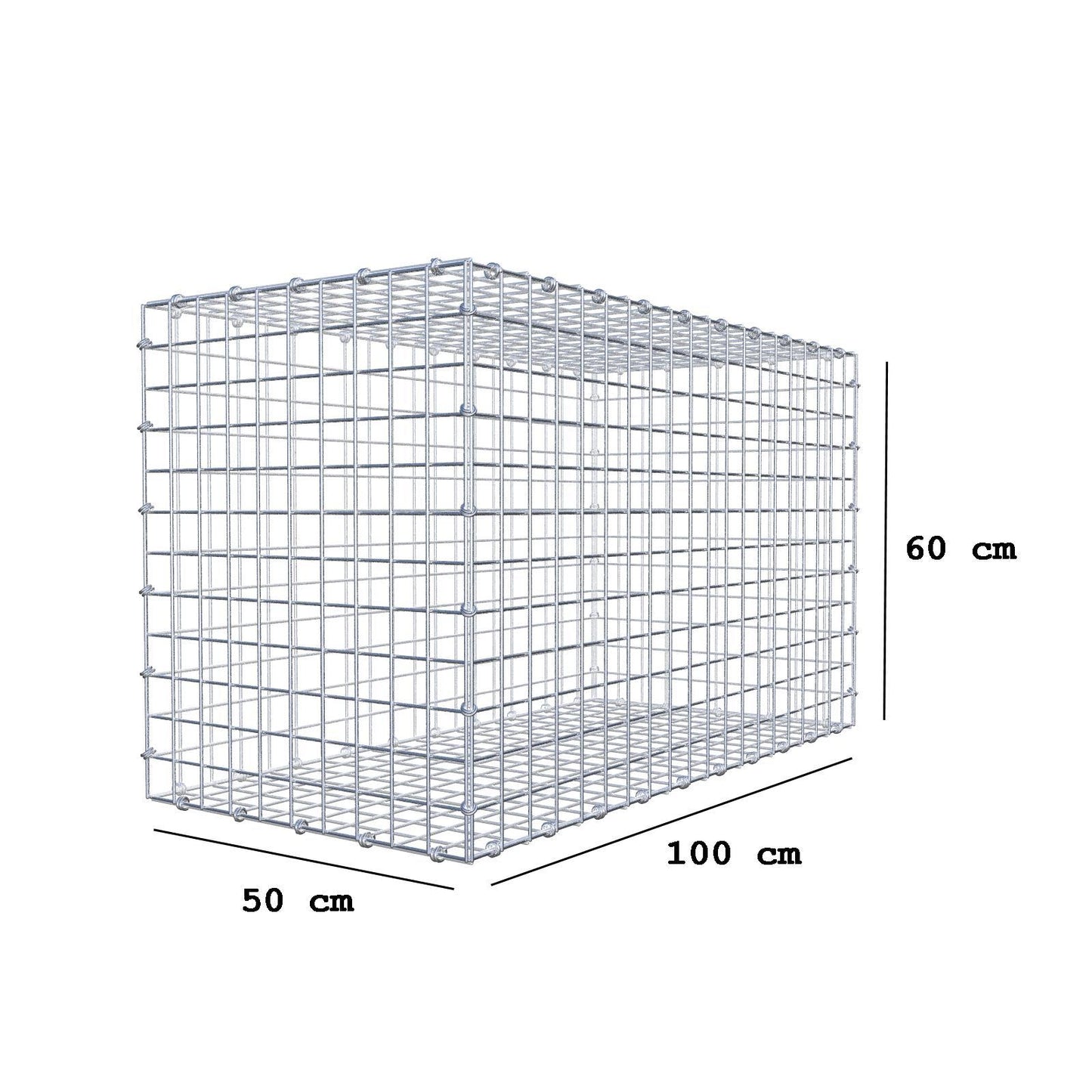 Gabion 100 cm x 60 cm x 50 cm (L x H x D), mesh size 5 x 5 cm, spiral ring