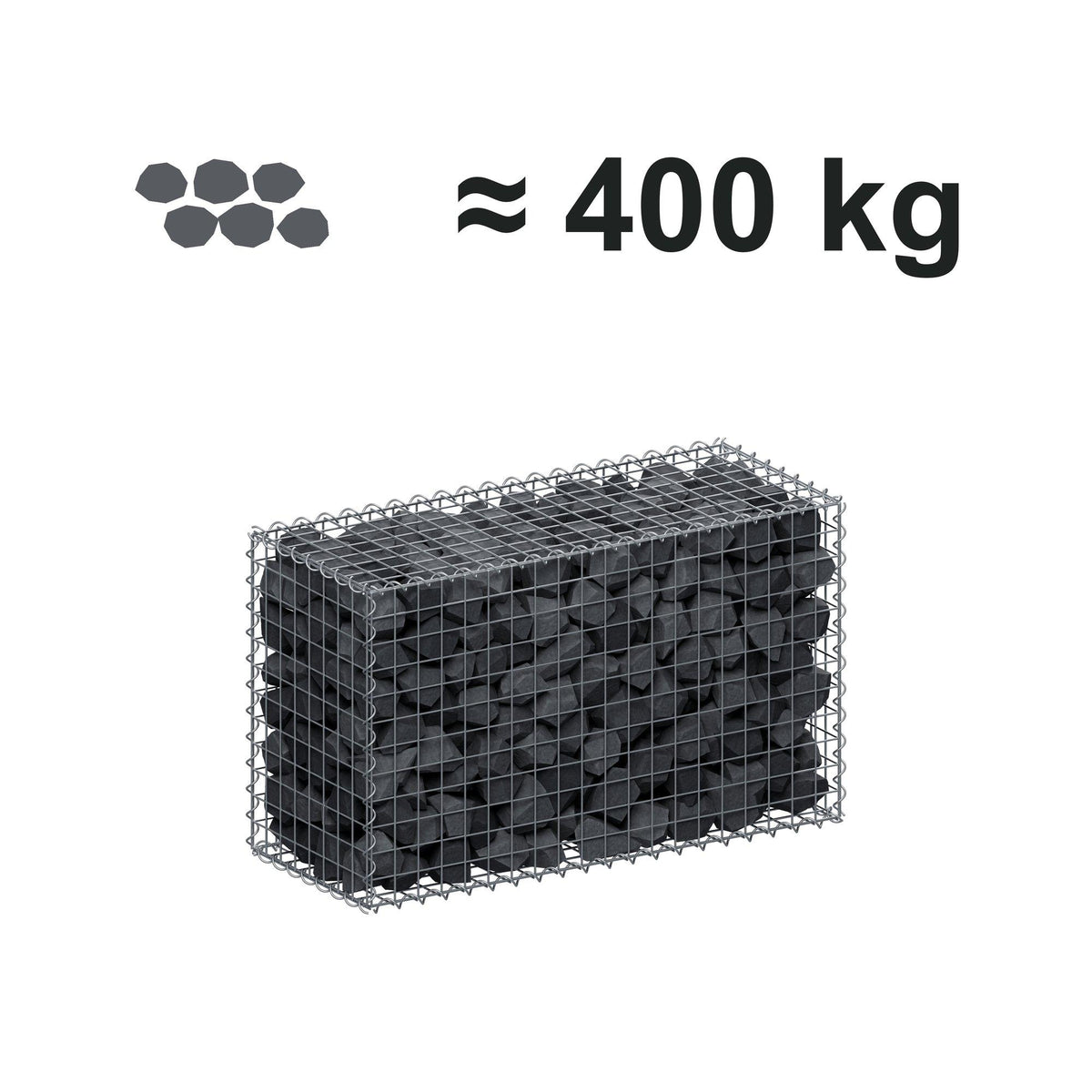 Gabion 100 cm x 60 cm x 40 cm (L x H x D), maskestørrelse 5 cm x 5 cm, spiral