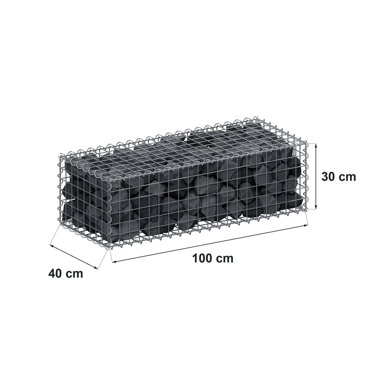 Gabbione 100 cm x 30 cm x 40 cm (L x H x P), maglia 5 cm x 5 cm, spirale