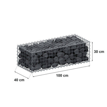 Gabbione 100 cm x 30 cm x 40 cm (L x H x P), maglia 5 cm x 5 cm, spirale