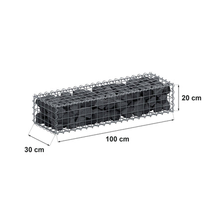 Gabbione 100 cm x 20 cm x 30 cm (L x H x P), maglia 5 cm x 5 cm, spirale