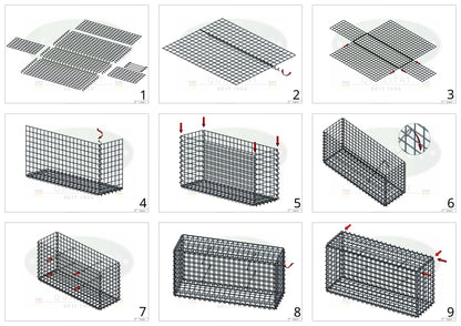 Lot de 2 gabions 100 cm x 40 cm x 40 cm (L x H x P), mailles 5 x 5 cm, spirale