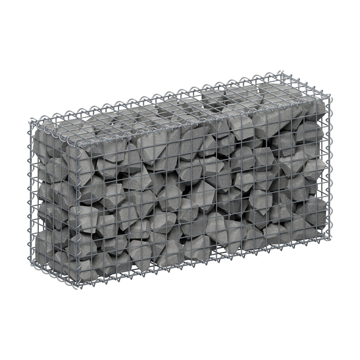Gabião 100 cm x 50 cm x 30 cm (C x A x P), malhagem 5 cm x 5 cm, espiral