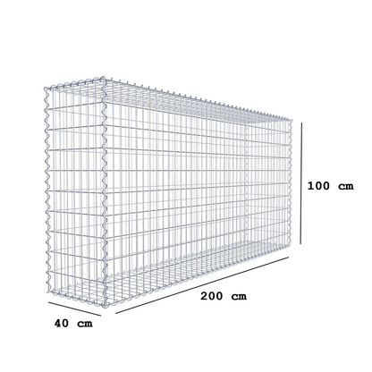 Gabion 200 cm x 100 cm x 40 cm (L x H x D), mesh size 5 cm x 10 cm, spiral
