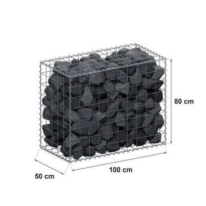 Gabbione 100 cm x 80 cm x 50 cm (L x H x P), maglia 10 cm x 10 cm, spirale
