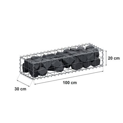 Gabbione 100 cm x 20 cm x 30 cm (L x H x P), maglia 10 cm x 10 cm, spirale