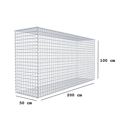 Gabbione 200 cm x 100 cm x 50 cm (L x H x P), maglia 5 cm x 5 cm, spirale