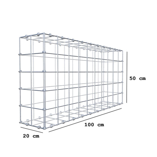 Gabion 100 cm x 50 cm x 20 cm (L x H x D), maskstorlek 10 x 10 cm, spiralring