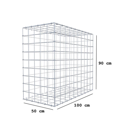 Gabbione 100 cm x 90 cm x 50 cm (L x H x P), maglia 10 x 10 cm, anello a spirale