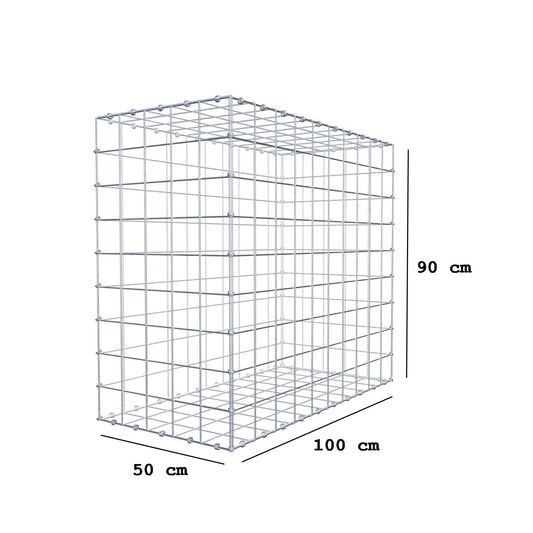 Gabbione 100 cm x 90 cm x 50 cm (L x H x P), maglia 10 x 10 cm, anello a spirale
