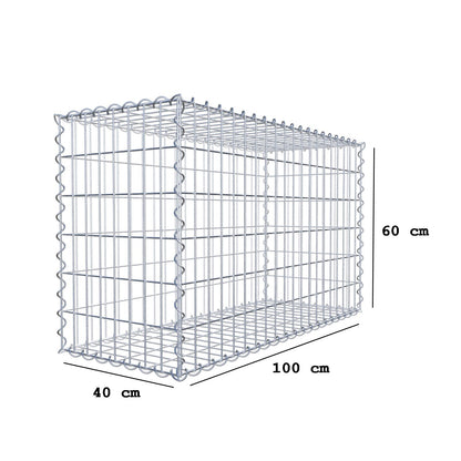Schanskorf 100 cm x 60 cm x 40 cm (L x H x D), maaswijdte 5 cm x 10 cm, spiraalvormig