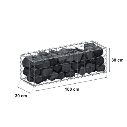 Gabbione 100 cm x 30 cm x 30 cm (L x H x P), maglia 10 cm x 10 cm, spirale