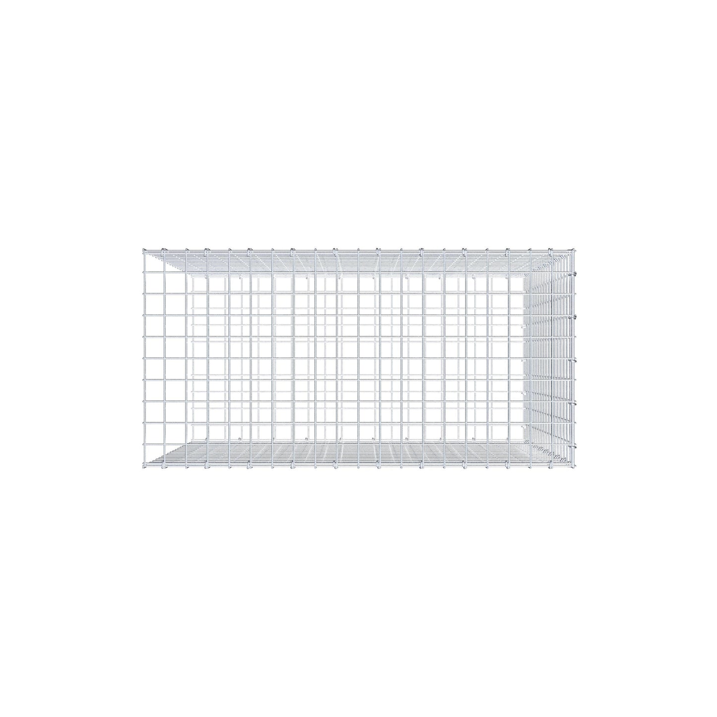 Monteret gabion type 2 100 cm x 90 cm x 50 cm (L x H x D), maskestørrelse 5 cm x 5 cm, C-ring