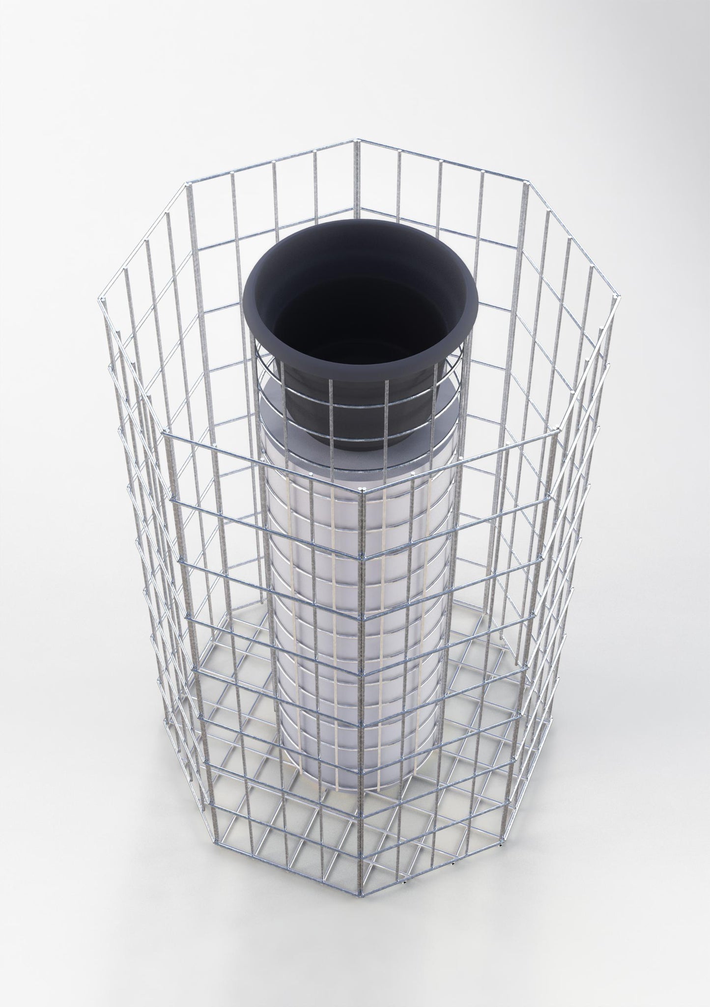 Columna de flor octogonal, altura 82 cm, MW 5 x 10 cm, galvanizada en caliente incl. maceta