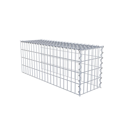 Aangebouwde schanskorf type 4 100 cm x 40 cm x 30 cm (L x H x D), maaswijdte 5 cm x 10 cm, spiraal