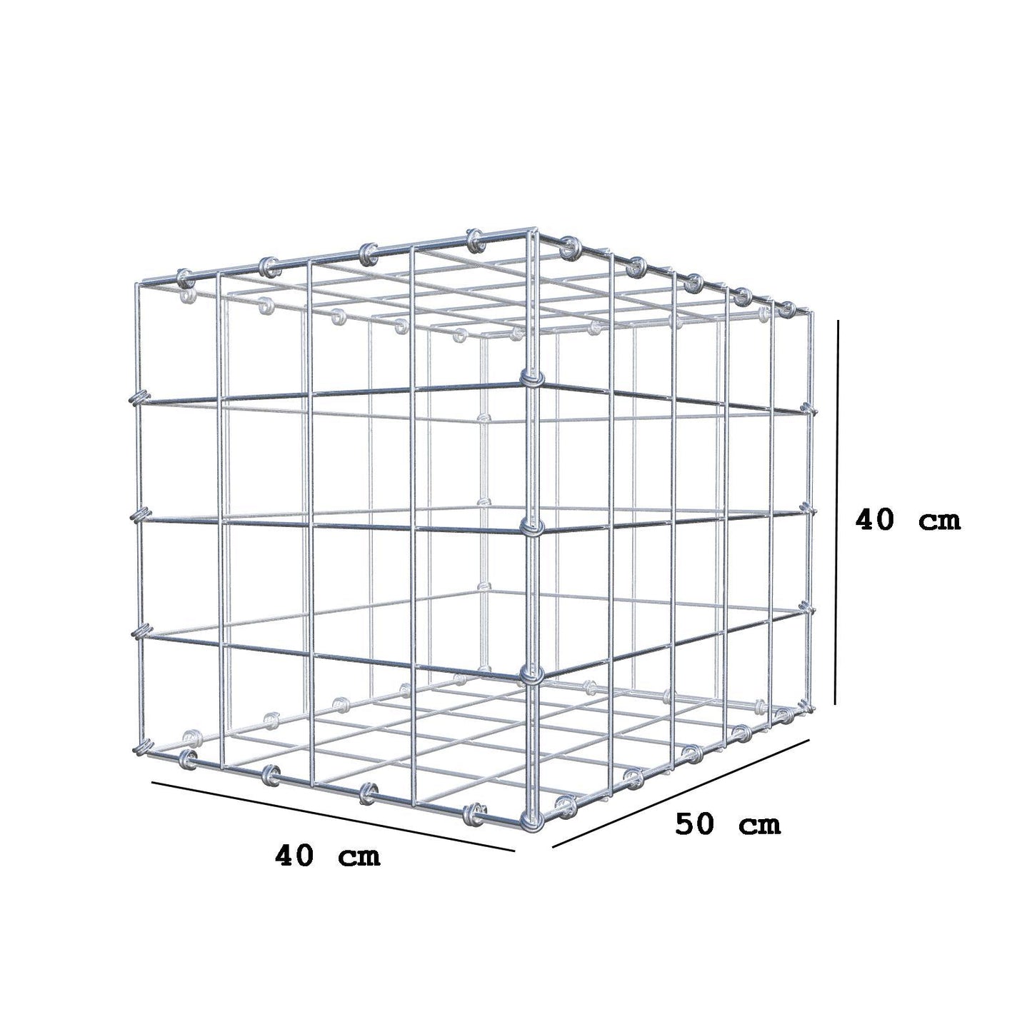 Gabbione 50 cm x 40 cm x 40 cm (L x H x P), maglia 10 x 10 cm, anello a spirale