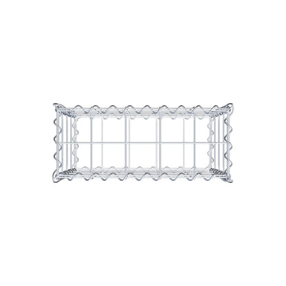 Schanskorf 50 cm x 40 cm x 20 cm (L x H x D), maaswijdte 10 cm x 10 cm, spiraalvormig