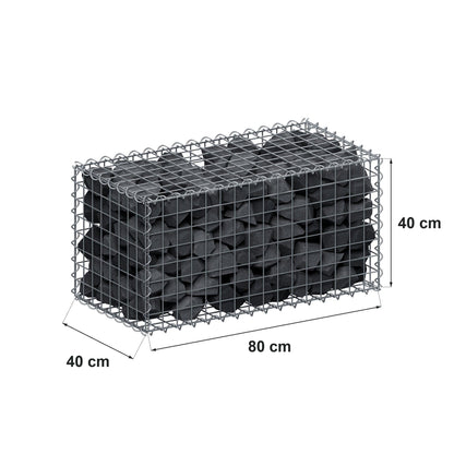 Gabion 80 cm x 40 cm x 40 cm (L x H x D), maskestørrelse 5 cm x 5 cm, spiral
