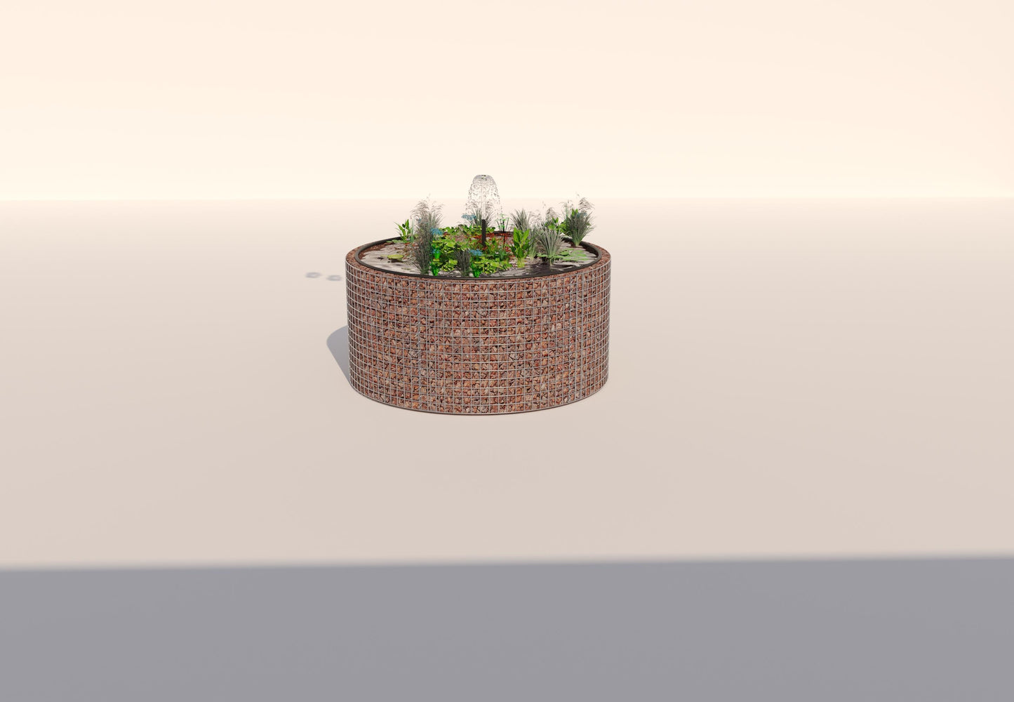 Tanque elevado de gabiões, redondo, diâmetro exterior 172 cm, altura 80 cm, dimensão da malha 5 x 5 cm, espessura da parede 15 cm