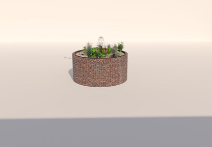 Tanque elevado de gabiões, redondo, diâmetro exterior 172 cm, altura 80 cm, dimensão da malha 5 x 5 cm, espessura da parede 15 cm