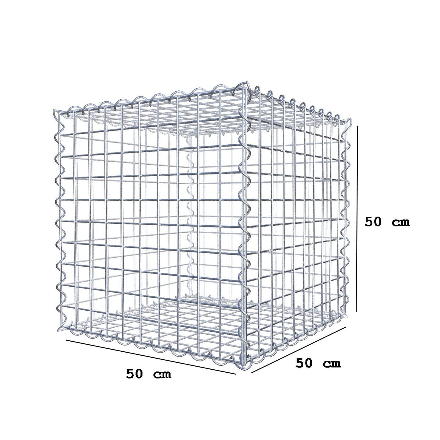 Gabbione 50 cm x 50 cm x 50 cm (L x H x P), maglia 5 cm x 5 cm, spirale