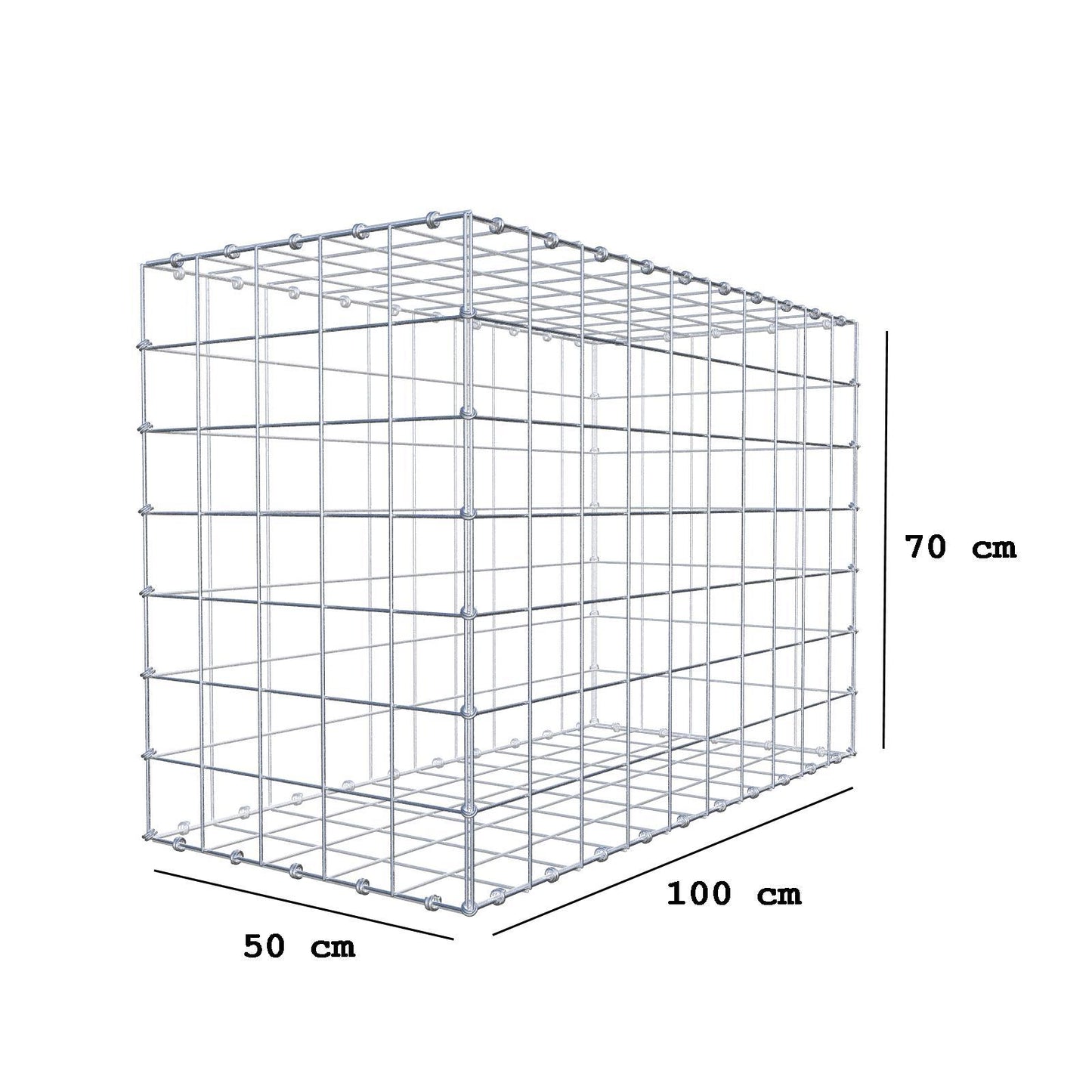 Gabbione 100 cm x 70 cm x 50 cm (L x H x P), maglia 10 x 10 cm, anello a spirale