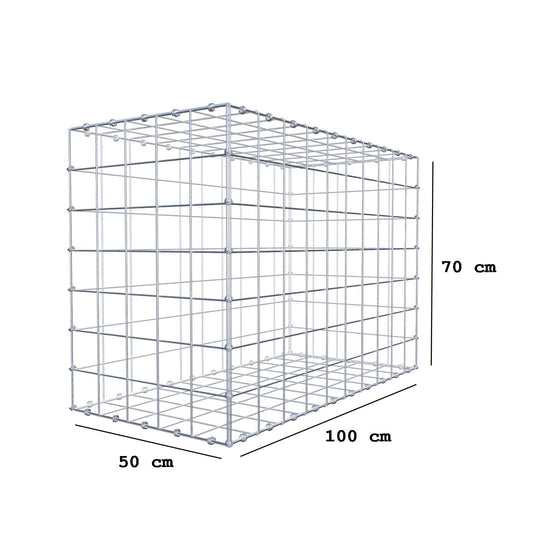 Gabion 100 cm x 70 cm x 50 cm (L x H x D), maskstorlek 10 x 10 cm, spiralring